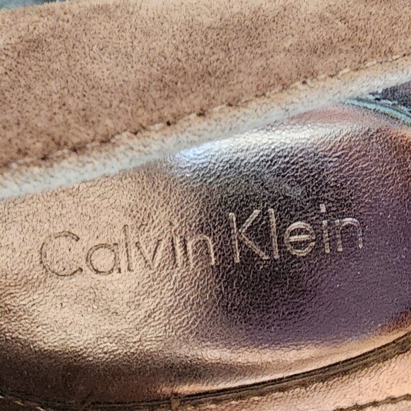 Calvin Klein Onyx Platinum Suede Platform Heels Size 7.5 - Picture 11 of 16